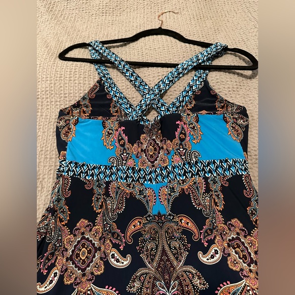 I.N.C. International Concepts Blue / multicolor handkerchief dress - Size SP - Picture 6 of 13